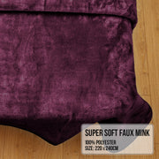 Laura Hill Mink Blanket Throw Purple Double Sided Queen Size Soft Plush Bed Faux Rug V240-MINK-PU