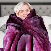 Laura Hill Mink Blanket Throw Purple Double Sided Queen Size Soft Plush Bed Faux Rug V240-MINK-PU