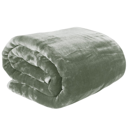 Laura Hill 600-GSM Mink Blanket Queen Size Double-Sided Soft Plush Bed Faux Throw Rug 220 X 240cm Sage V240-MINK-SG
