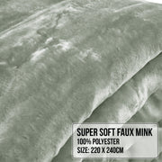 Laura Hill 600-GSM Mink Blanket Queen Size Double-Sided Soft Plush Bed Faux Throw Rug 220 X 240cm Sage V240-MINK-SG