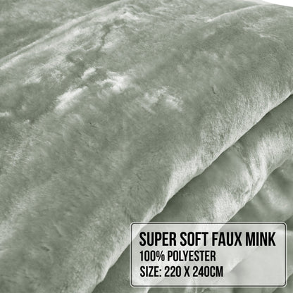 Laura Hill 600-GSM Mink Blanket Queen Size Double-Sided Soft Plush Bed Faux Throw Rug 220 X 240cm Sage V240-MINK-SG