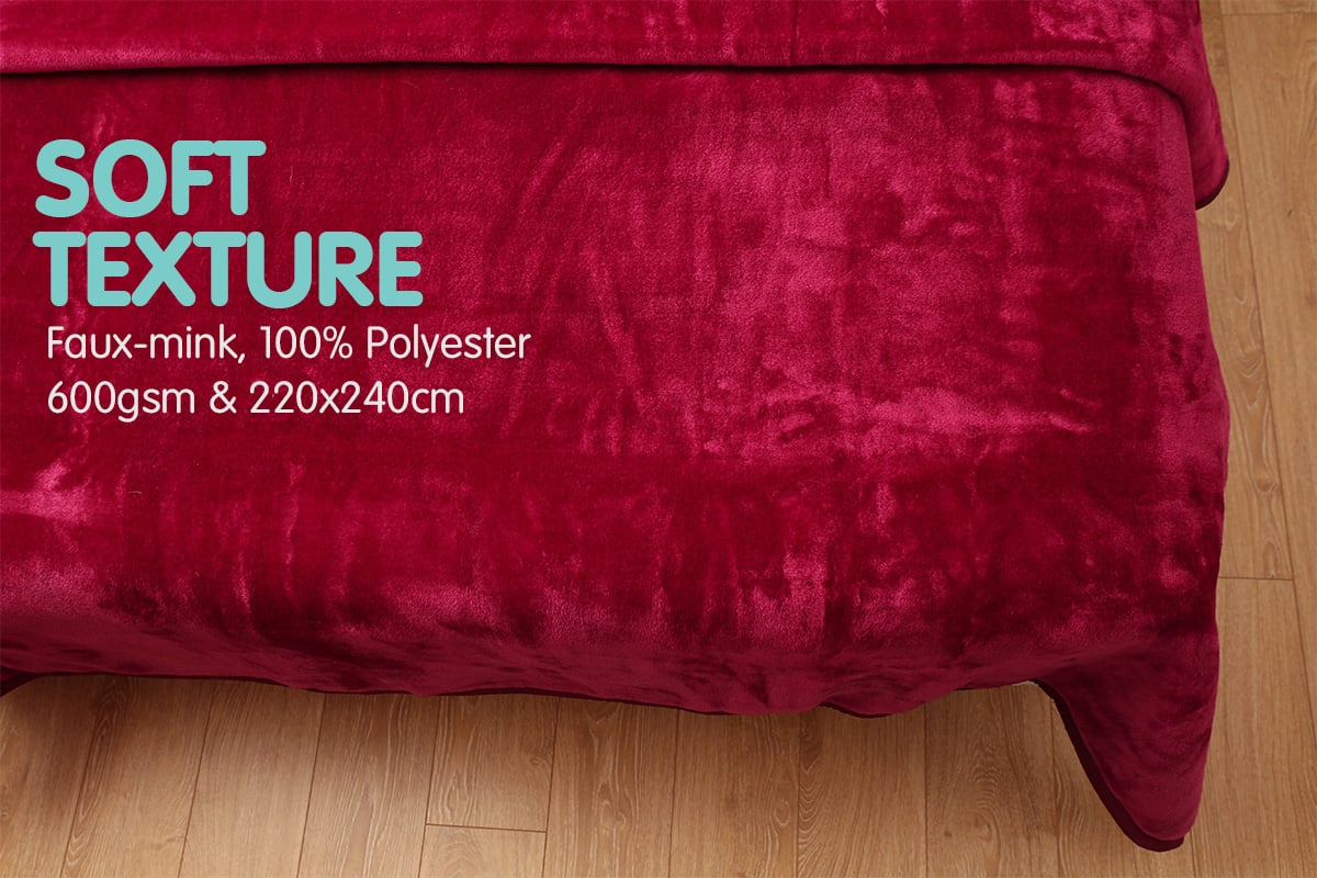 Laura Hill Mink Blanket Double Sided Queen Size Soft Plush Bed Faux Throw Rug 220 X 240cm V240-MINK-WRD