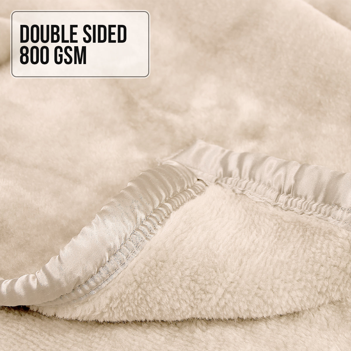 Laura Hill 800-gsm Faux Mink Throw Rug Blanket Queen Size Double-sided Large 220 X 240cm Heavy - Cream V240-MNKHV-BE