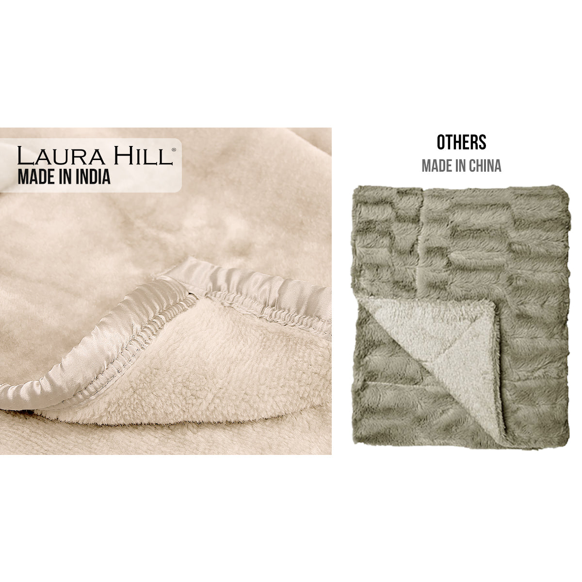 Laura Hill 800-gsm Faux Mink Throw Rug Blanket Queen Size Double-sided Large 220 X 240cm Heavy - Cream V240-MNKHV-BE