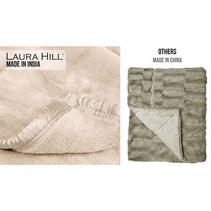 Laura Hill 800-gsm Faux Mink Throw Rug Blanket Queen Size Double-sided Large 220 X 240cm Heavy - Cream V240-MNKHV-BE