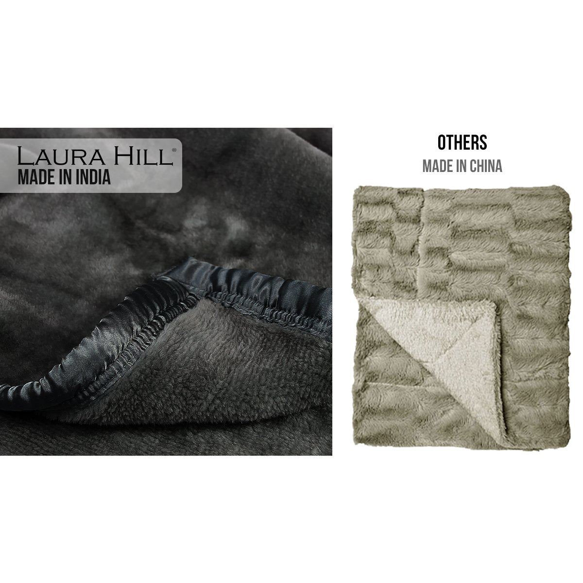 Laura Hill 800-gsm Faux Mink Throw Rug Blanket Queen Size Double-sided Large Super Luxurious Soft Heavy - V240-MNKHV-BK