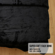 Laura Hill 800-gsm Faux Mink Throw Rug Blanket Queen Size Double-sided Large Super Luxurious Soft Heavy - V240-MNKHV-BK