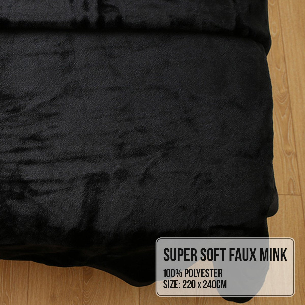 Laura Hill 800-gsm Faux Mink Throw Rug Blanket Queen Size Double-sided Large Super Luxurious Soft Heavy - V240-MNKHV-BK