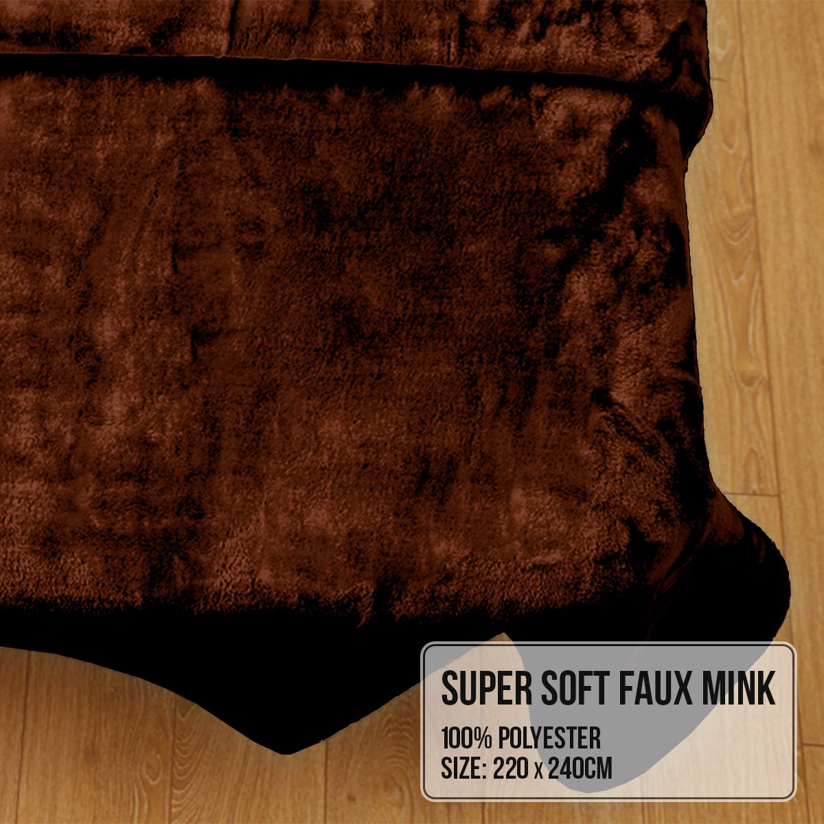 Laura Hill Faux Mink Blanket 800GSM Heavy Double-Sided - Chocolate V240-MNKHV-CH