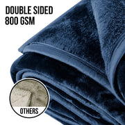 Laura Hill 800-gsm Faux Mink Throw Rug Blanket Queen Size Double-sided Large 220 X 240cm Heavy - Blue V240-MNKHV-NY