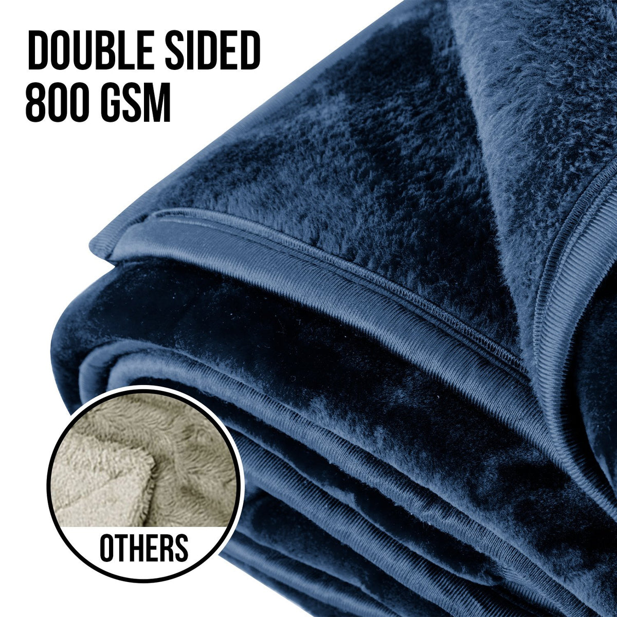 Laura Hill 800-gsm Faux Mink Throw Rug Blanket Queen Size Double-sided Large 220 X 240cm Heavy - Blue V240-MNKHV-NY
