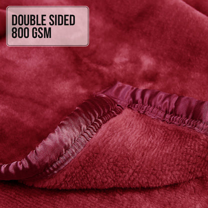Laura Hill Double-sided Large 220 X 240cm Faux Mink Throw Rug Blanket 800-gsm Heavy - Red V240-MNKHV-RD