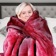 Laura Hill Double-sided Large 220 X 240cm Faux Mink Throw Rug Blanket 800-gsm Heavy - Red V240-MNKHV-RD