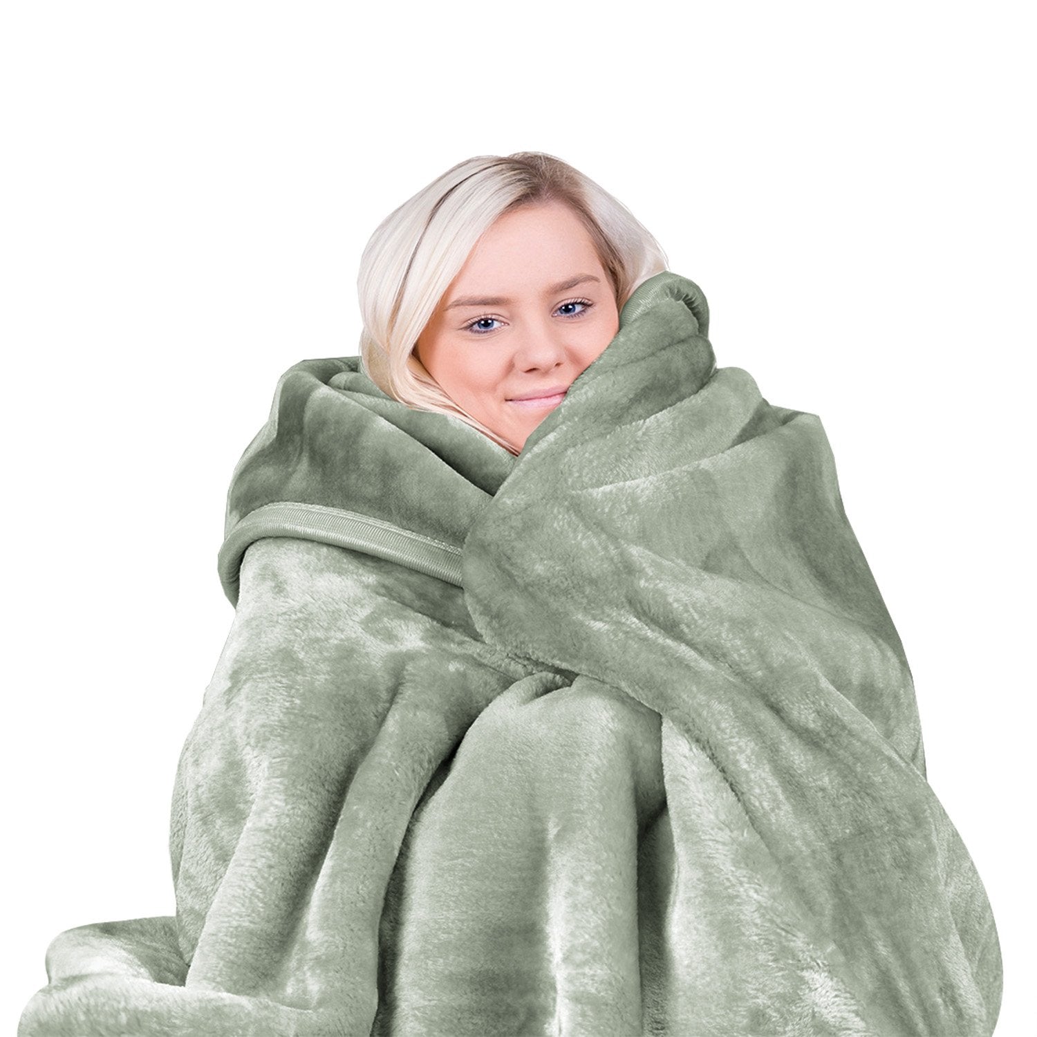 Laura Hill 800-GSM Mink Blanket Queen Size Double-Sided Soft Plush Bed Faux Throw Rug 220 X 240cm Heavy Sage V240-MNKHV-SG