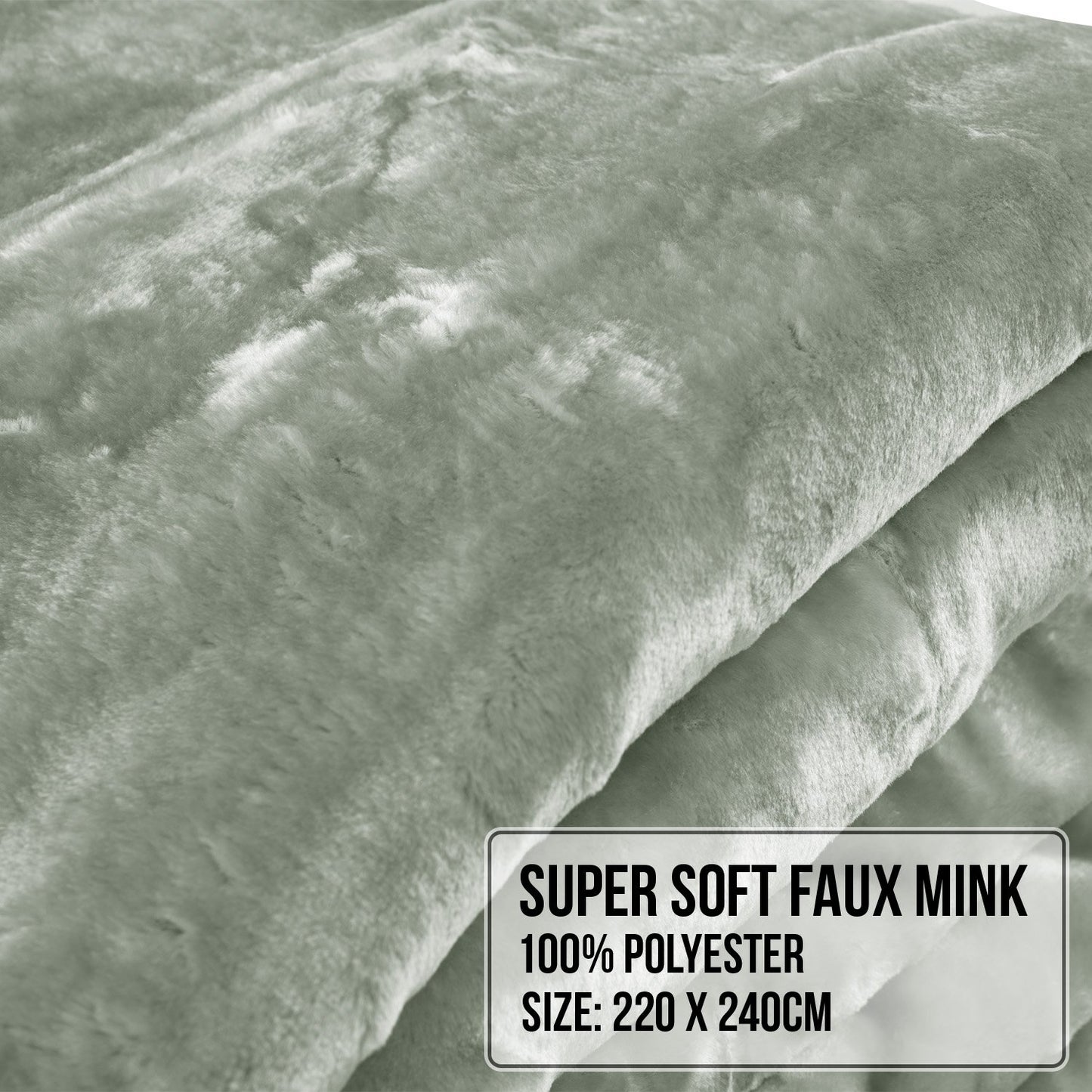 Laura Hill 800-GSM Mink Blanket Queen Size Double-Sided Soft Plush Bed Faux Throw Rug 220 X 240cm Heavy Sage V240-MNKHV-SG
