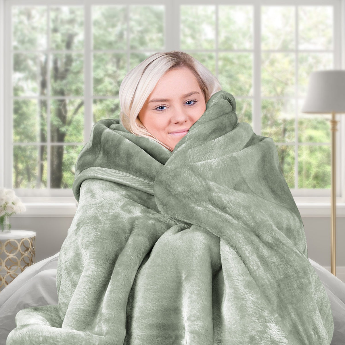 Laura Hill 800-GSM Mink Blanket Queen Size Double-Sided Soft Plush Bed Faux Throw Rug 220 X 240cm Heavy Sage V240-MNKHV-SG