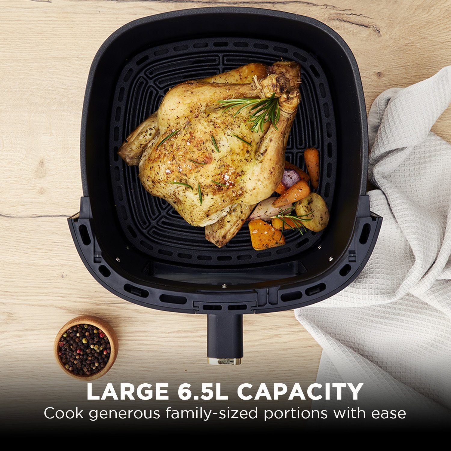 Morphy Richards 6.5L Digital Air Fryer MRAF72BK w/LED Touch Control Panel 8 Preset Cooking Programs Non Stick V240-MRAF72BK