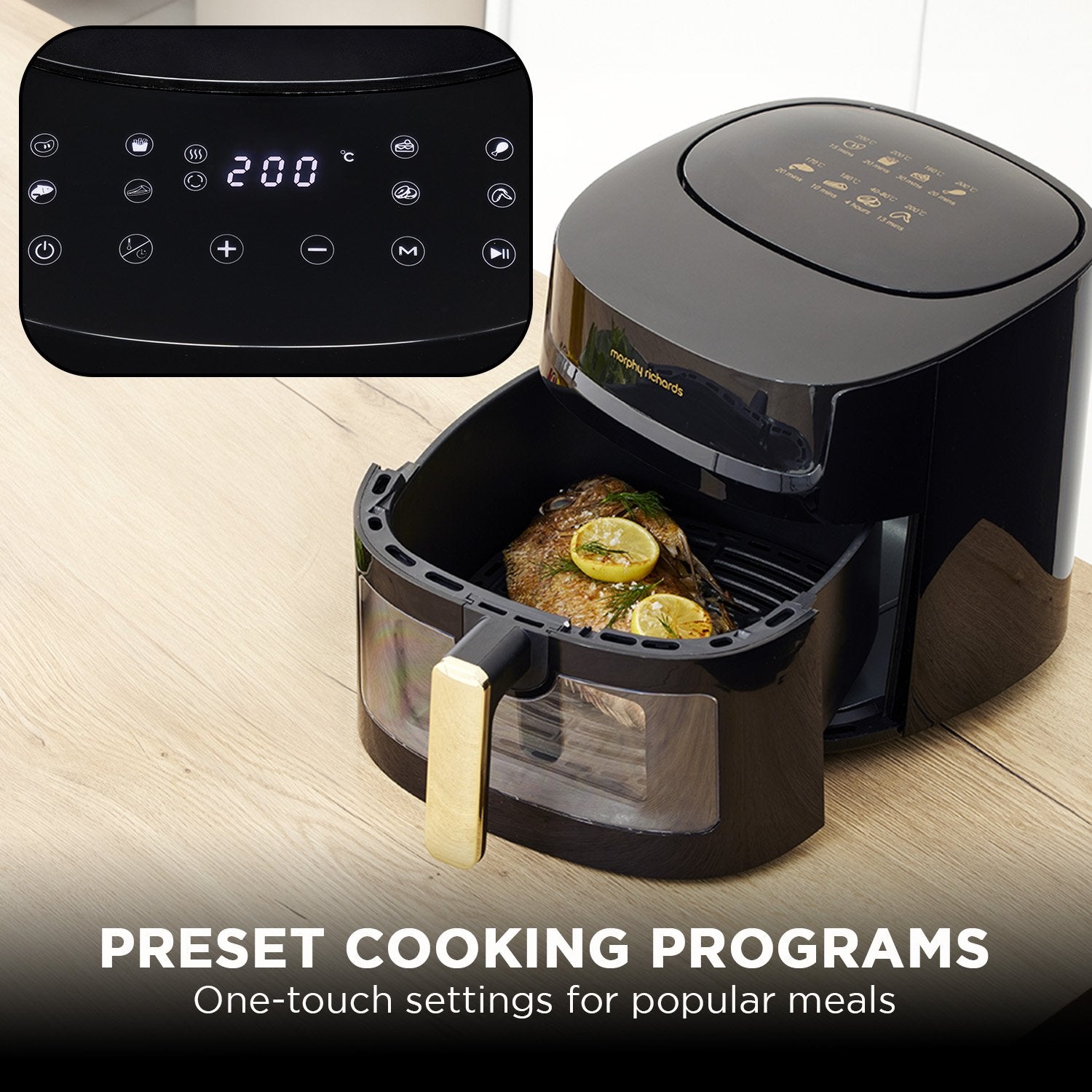 Morphy Richards 6.5L Digital Air Fryer MRAF72BK w/LED Touch Control Panel 8 Preset Cooking Programs Non Stick V240-MRAF72BK