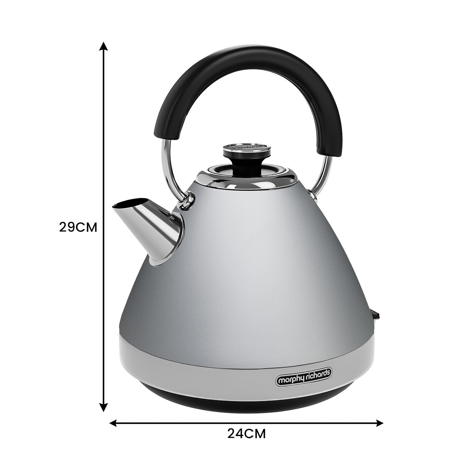 Morphy Richards 1.5L Venture Collection Pyramid Kettle in Steel Grey V240-MRVK15SG