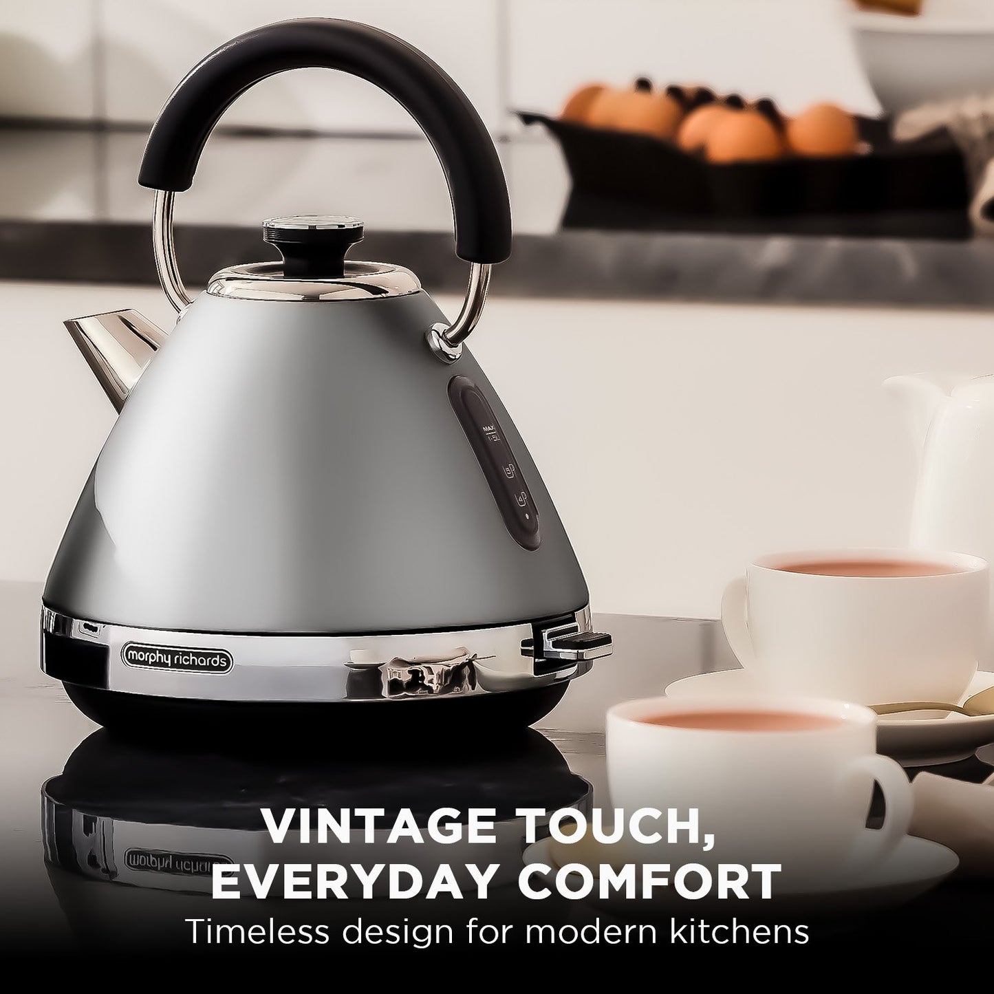 Morphy Richards 1.5L Venture Collection Pyramid Kettle in Steel Grey V240-MRVK15SG