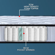 Laura Hill King Single Size Mattress Pocket Spring High Density Foam For Bed V240-MTS-KSG-T21