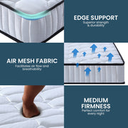 Laura Hill King Single Size Mattress Pocket Spring High Density Foam For Bed V240-MTS-KSG-T21