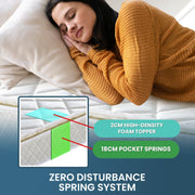 Laura Hill Mattress Queen Size Pillow Top Pocket Spring High Density Foam 22cm V240-MTS-QUN-T22