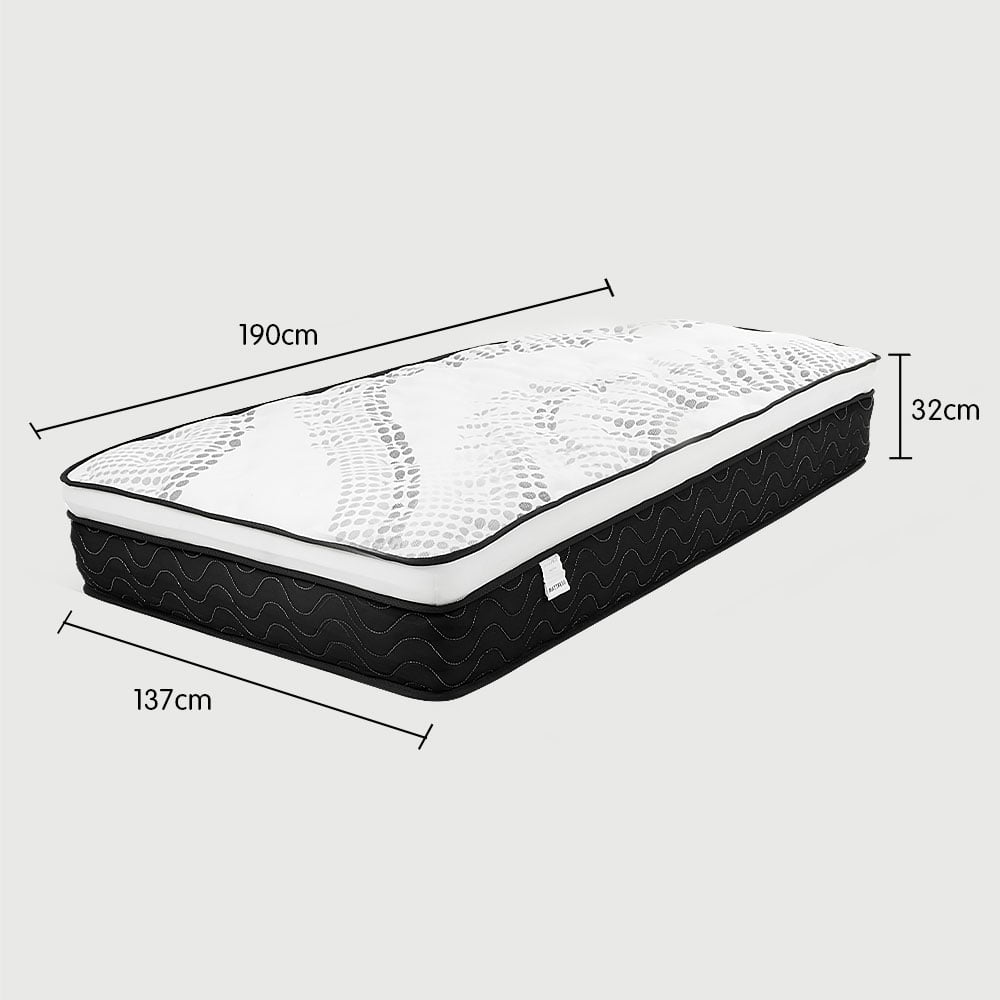 Laura Hill Double Mattress Bed Size Euro Top Topper 5 Zone Spring Foam 32cm V240-MTS-T32-KNT-DB