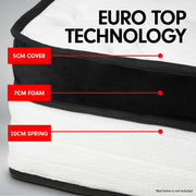 Laura Hill Queen Mattress Bed Size Euro Top 5 Zone Spring Foam 32cm Bedding Pocket V240-MTS-T32-QN