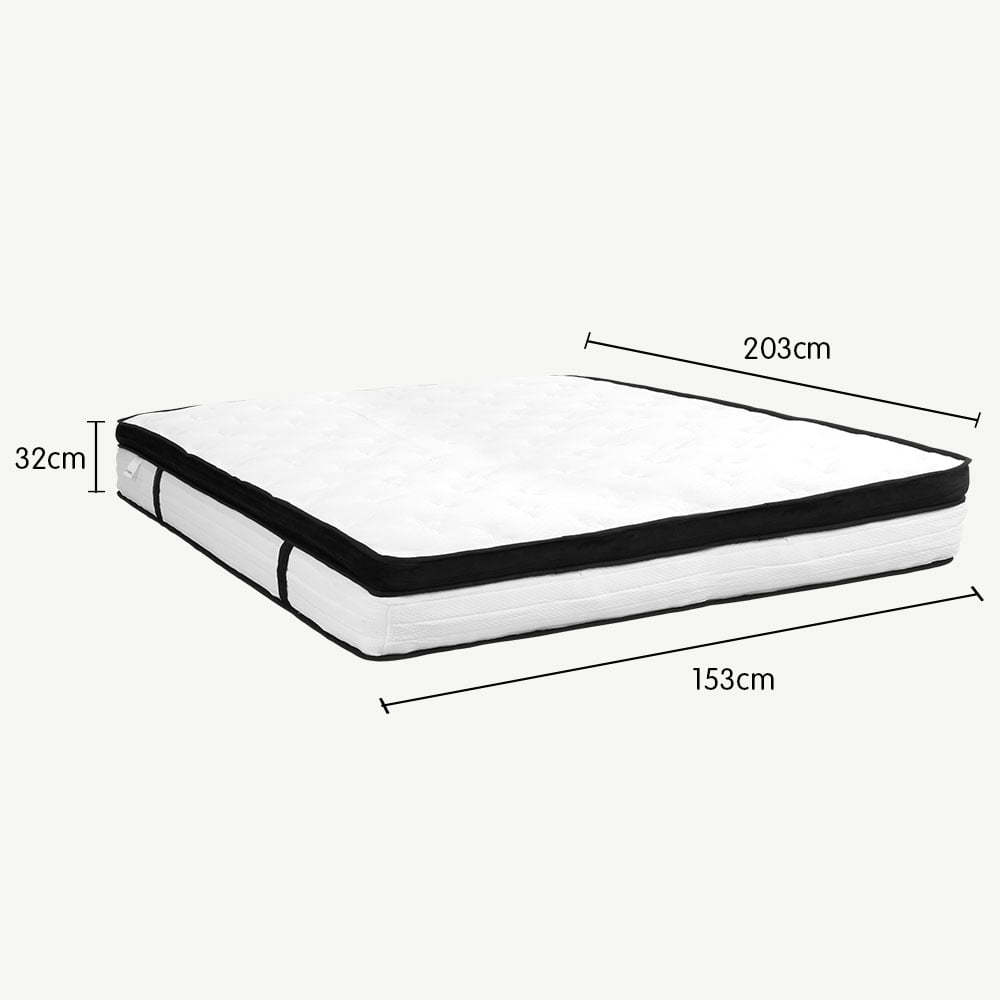 Laura Hill Queen Mattress Bed Size Euro Top 5 Zone Spring Foam 32cm Bedding Pocket V240-MTS-T32-QN