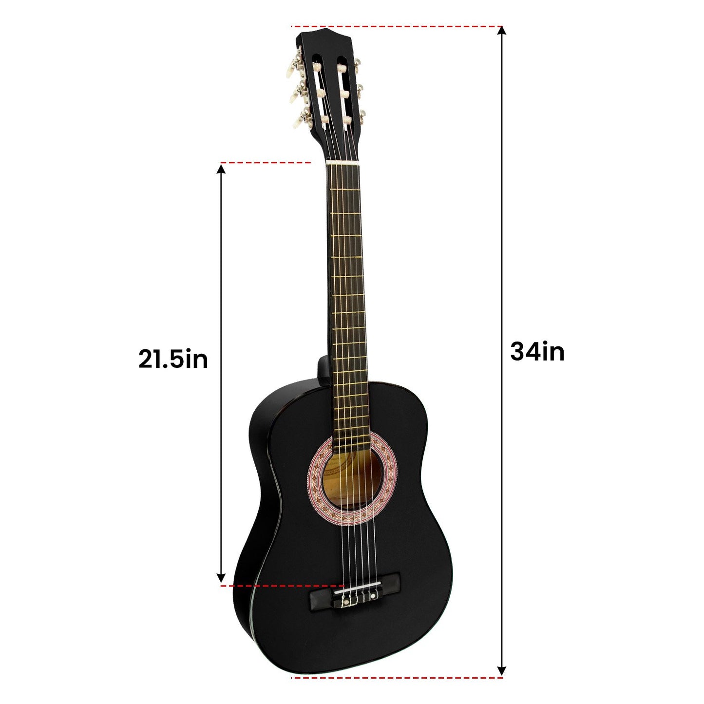Karrera 34in Acoustic Children Wooden Guitar - Black V240-NC-34-BK