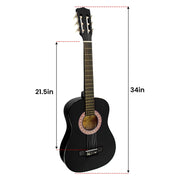 Karrera 34in Acoustic Children Wooden Guitar - Black V240-NC-34-BK