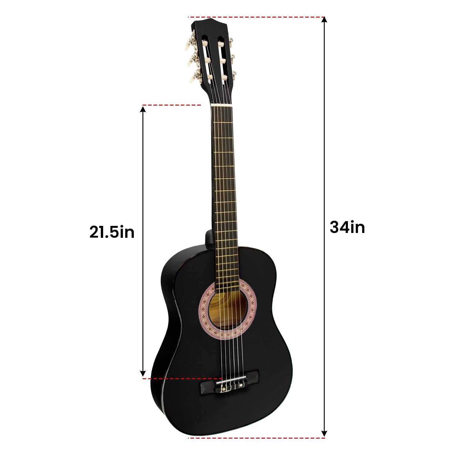 Karrera 34in Acoustic Children Wooden Guitar - Black V240-NC-34-BK