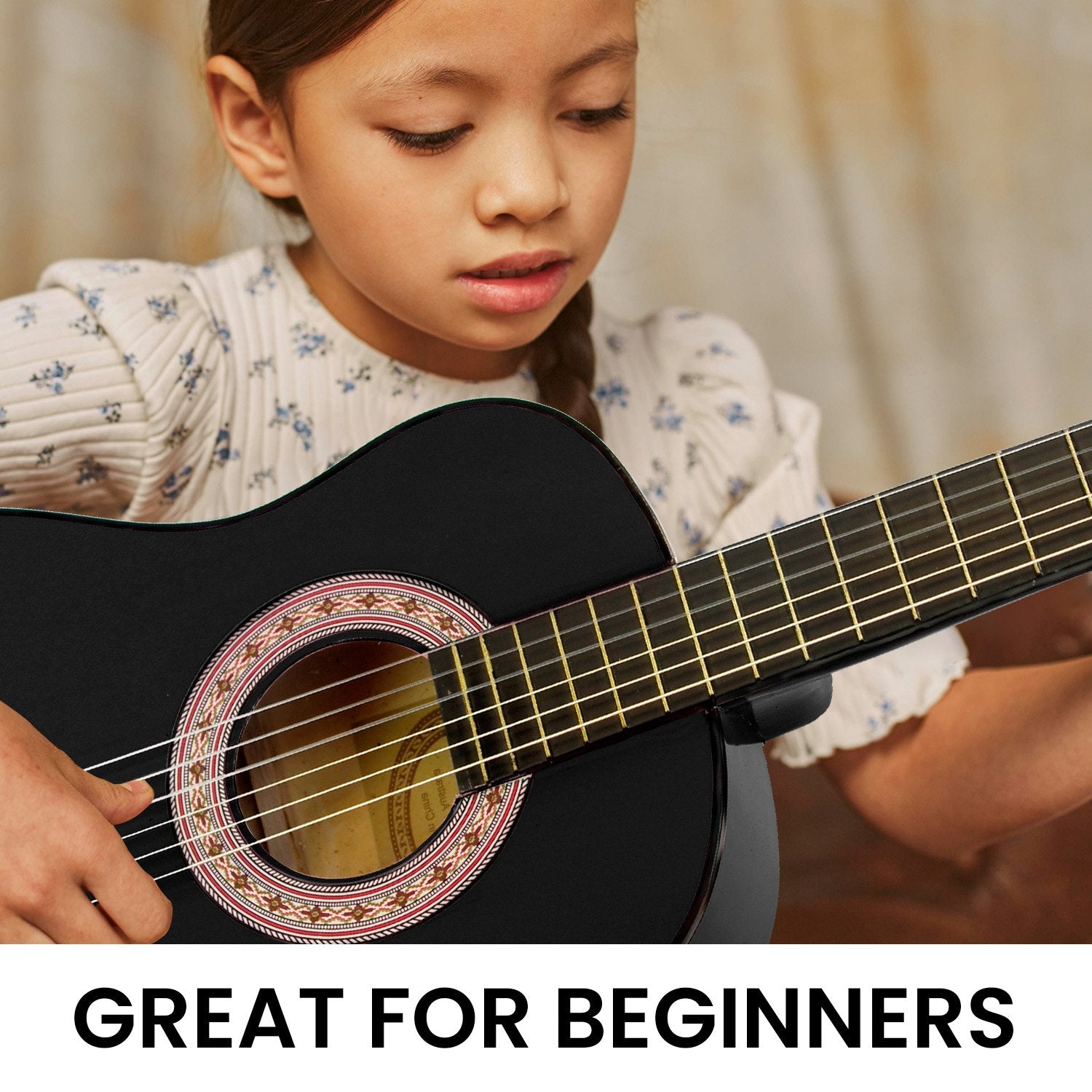 Karrera 34in Acoustic Children Wooden Guitar - Black V240-NC-34-BK