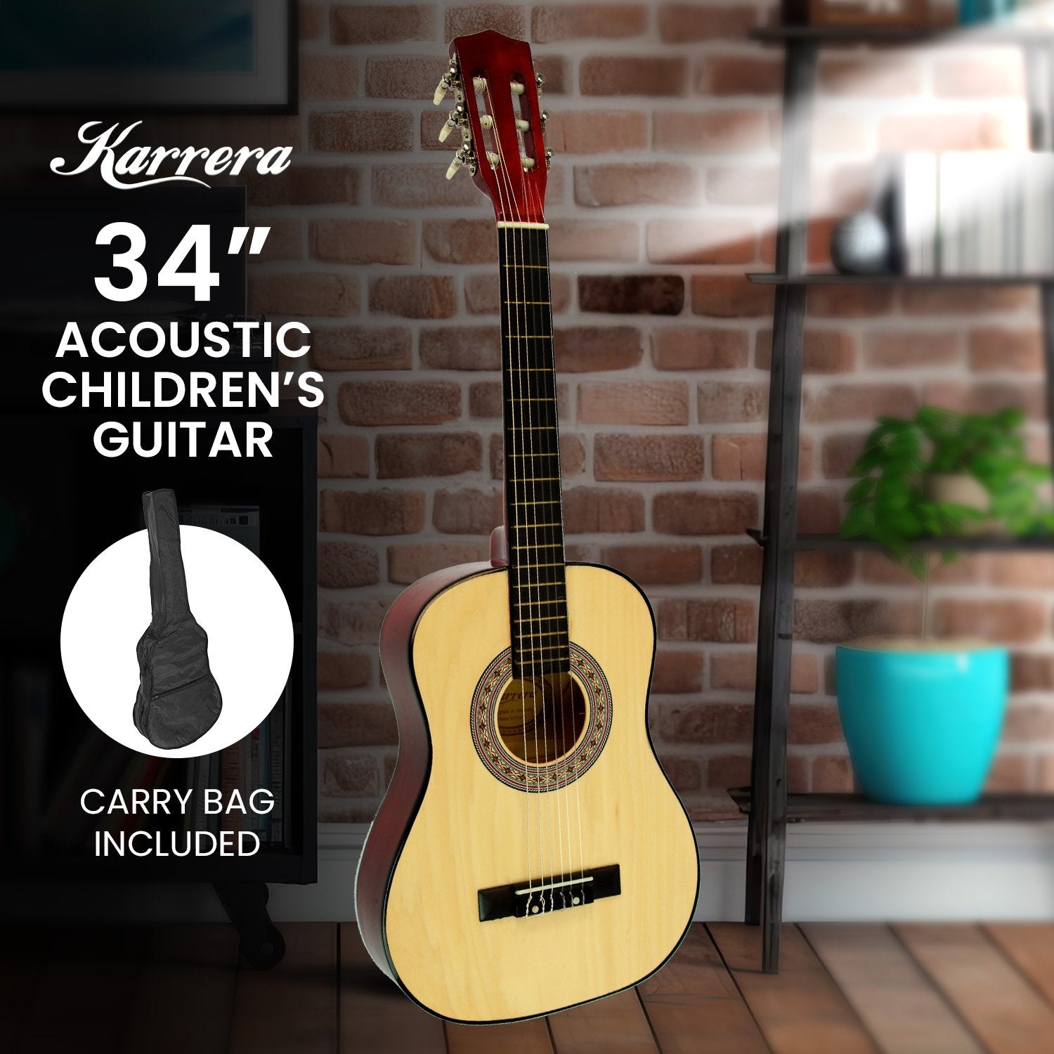 Karrera Childrens Guitar Wooden 34in Acoustic - Natural V240-NC-34-NAT