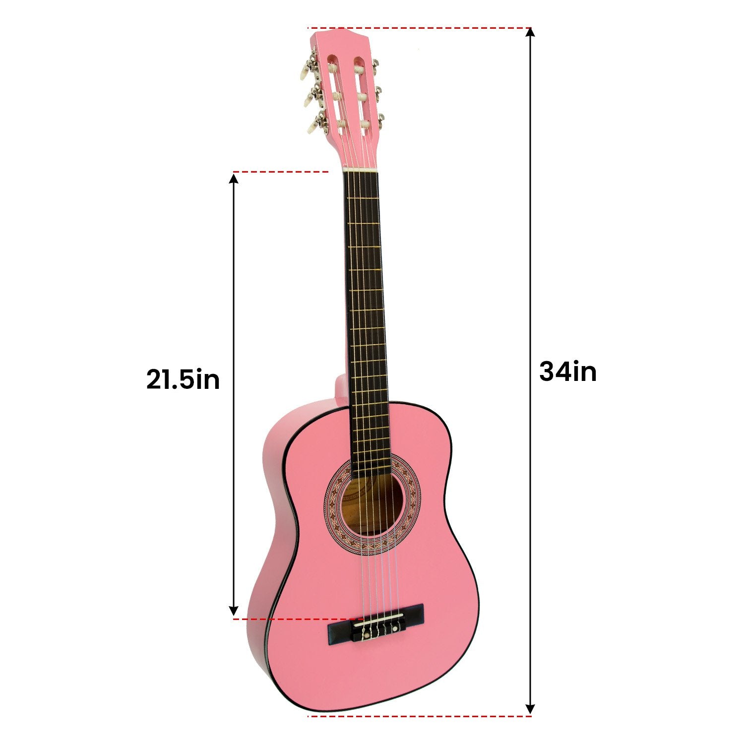 Karrera 34in Acoustic Wooden Childrens Guitar - Pink V240-NC-34-PK