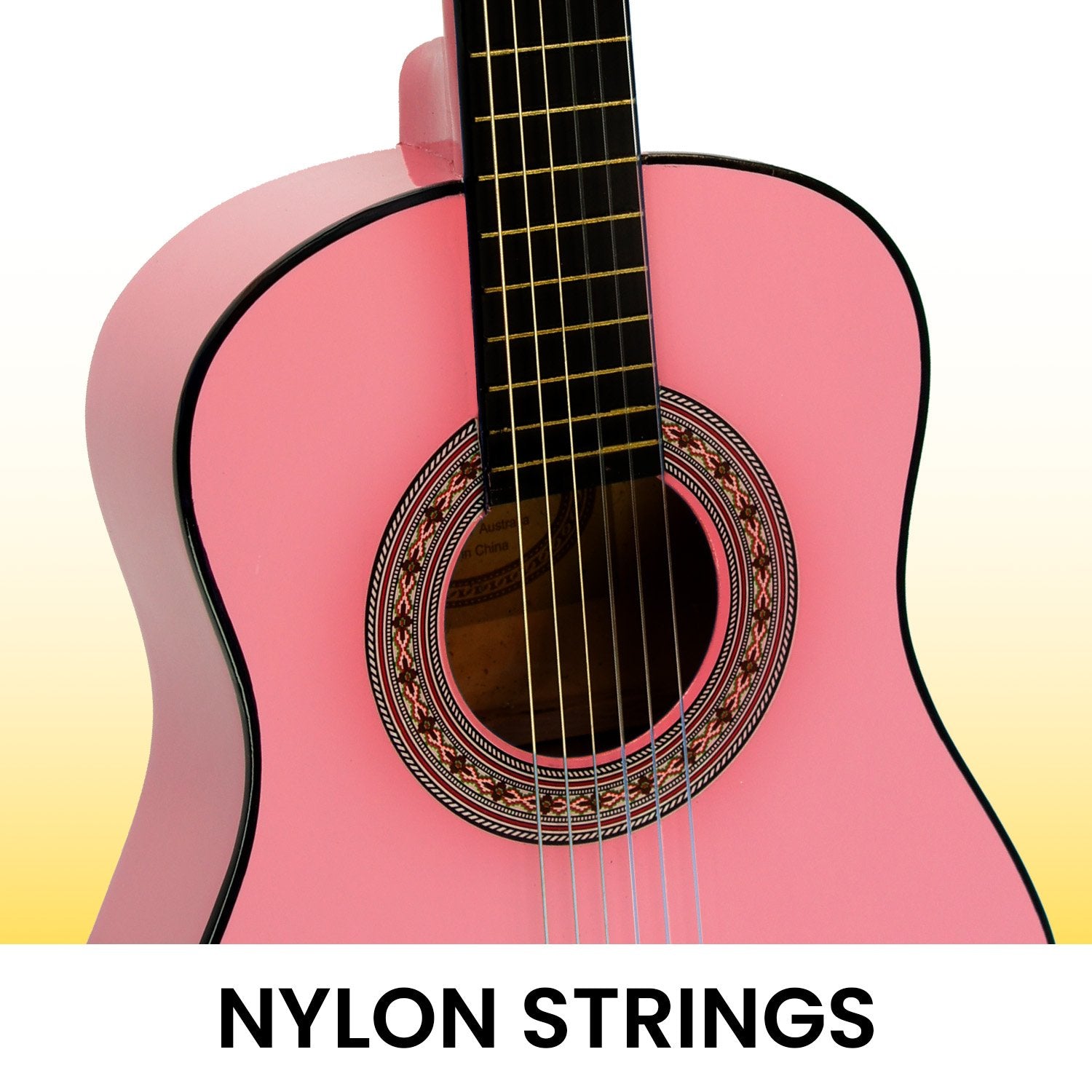 Karrera 34in Acoustic Wooden Childrens Guitar - Pink V240-NC-34-PK