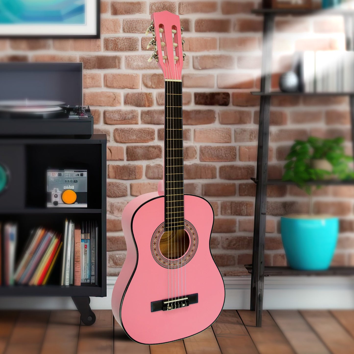 Karrera 34in Acoustic Wooden Childrens Guitar - Pink V240-NC-34-PK