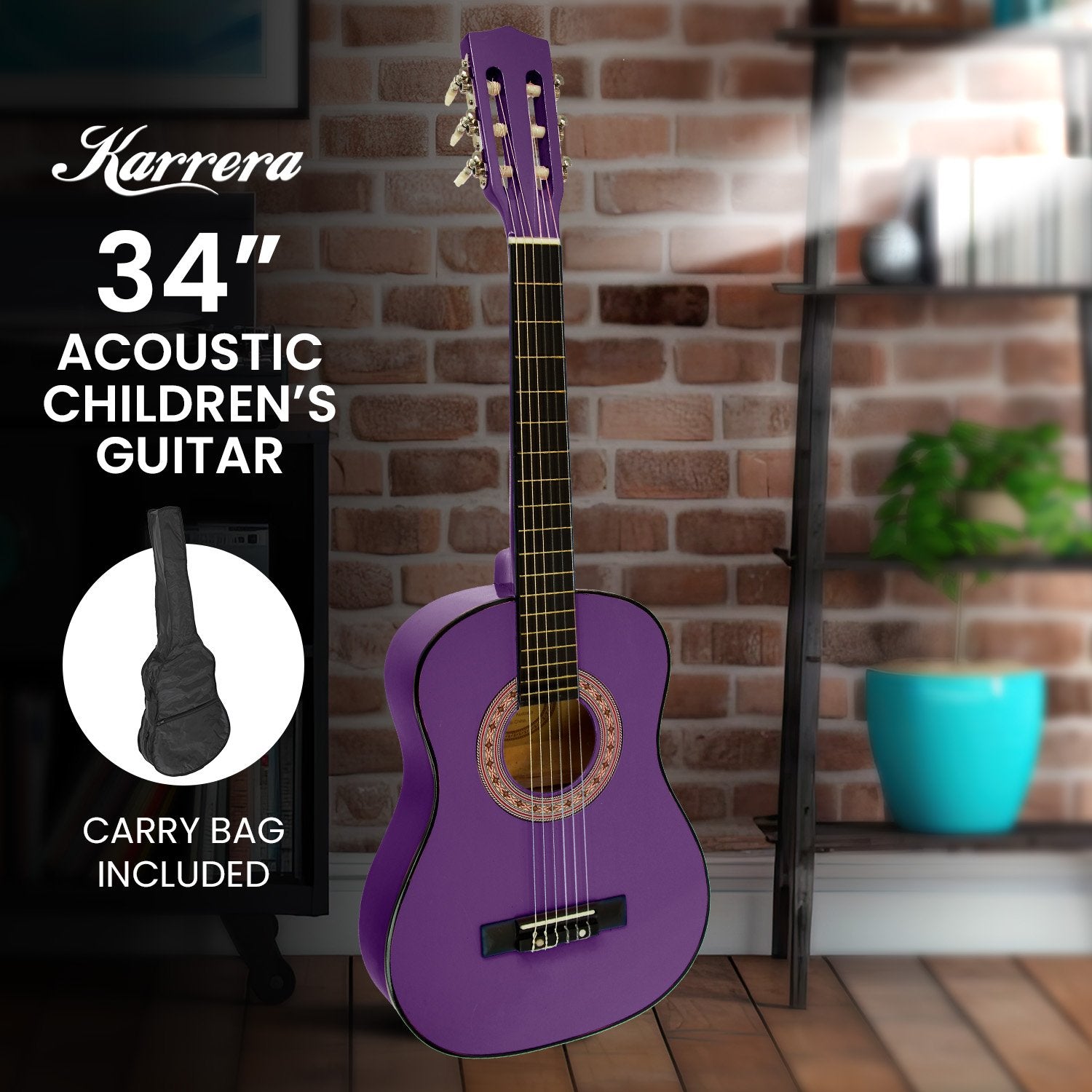 Karrera 34in Acoustic Children no cut Guitar - Purple V240-NC-34-PU