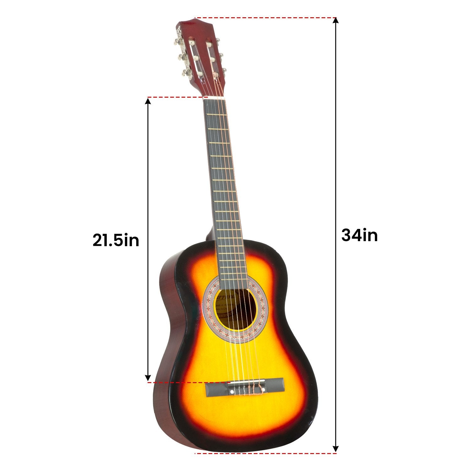 Karrera 34in Acoustic Wooden Childrens Guitar - Sunburst V240-NC-34-SB