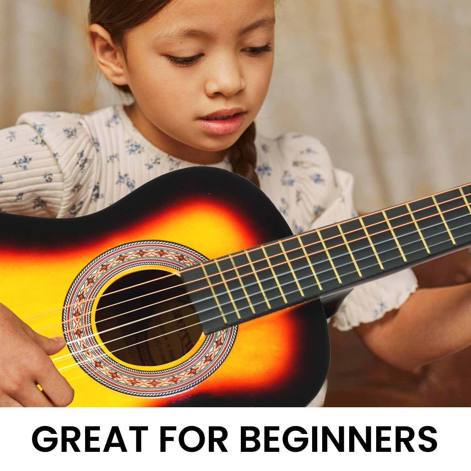 Karrera 34in Acoustic Wooden Childrens Guitar - Sunburst V240-NC-34-SB