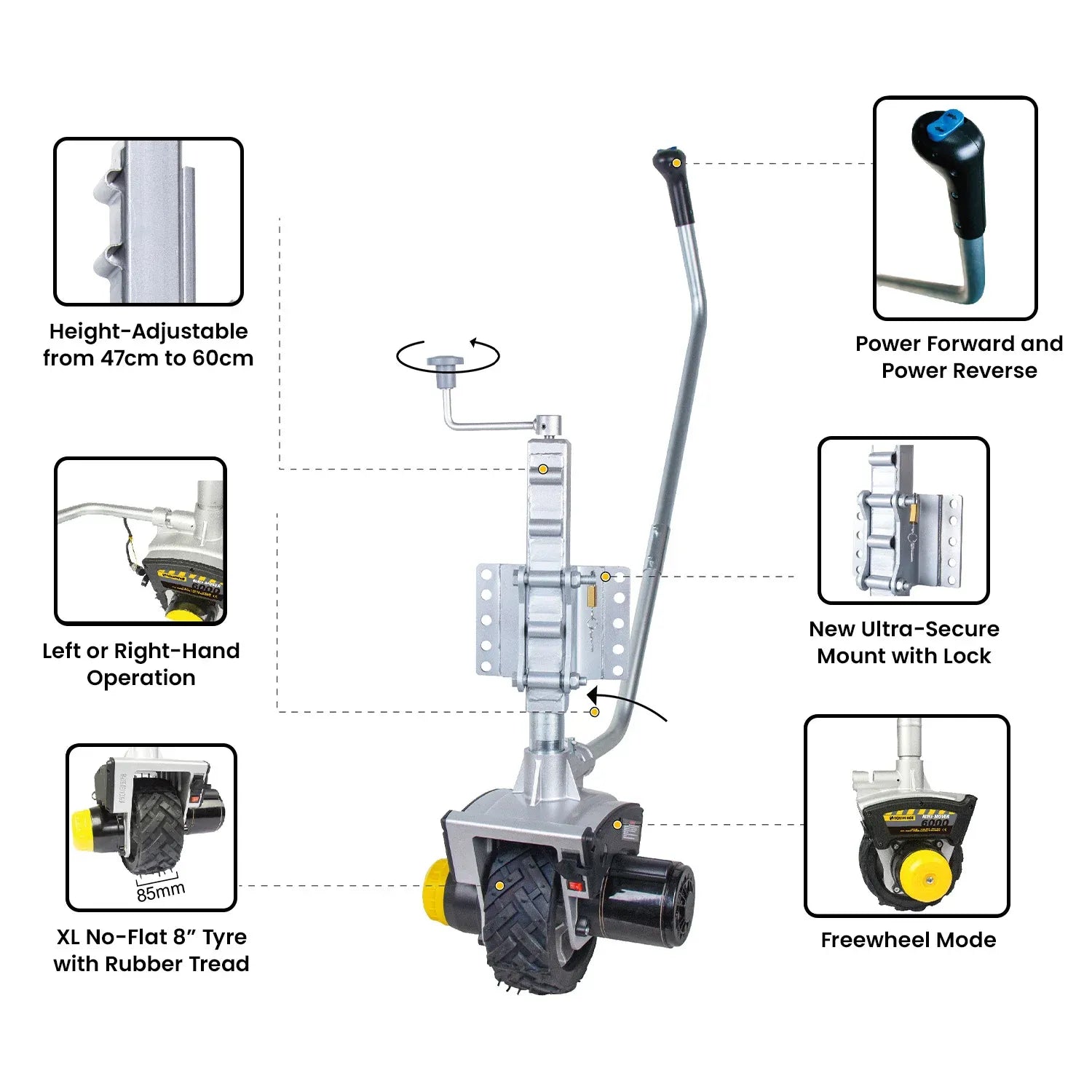 Novawinch Mini Mover 12v 550w Gen3 Electric Motorised Jockey Wheel V240-NT0405-XG3