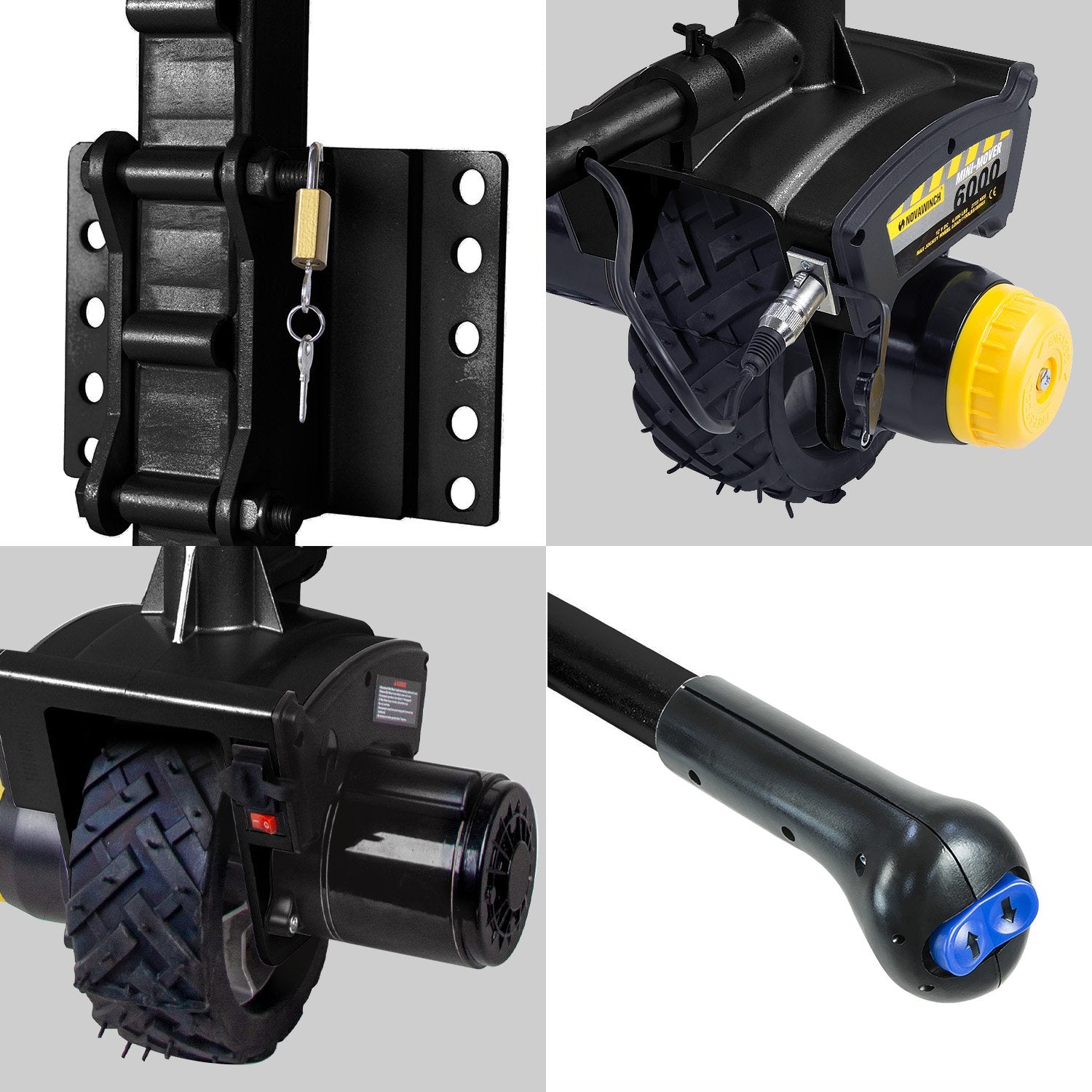 Mini Mover Gen3 12V 550W Electric Motorised Jockey Wheel - Black V240-NT0405-XG3-BK