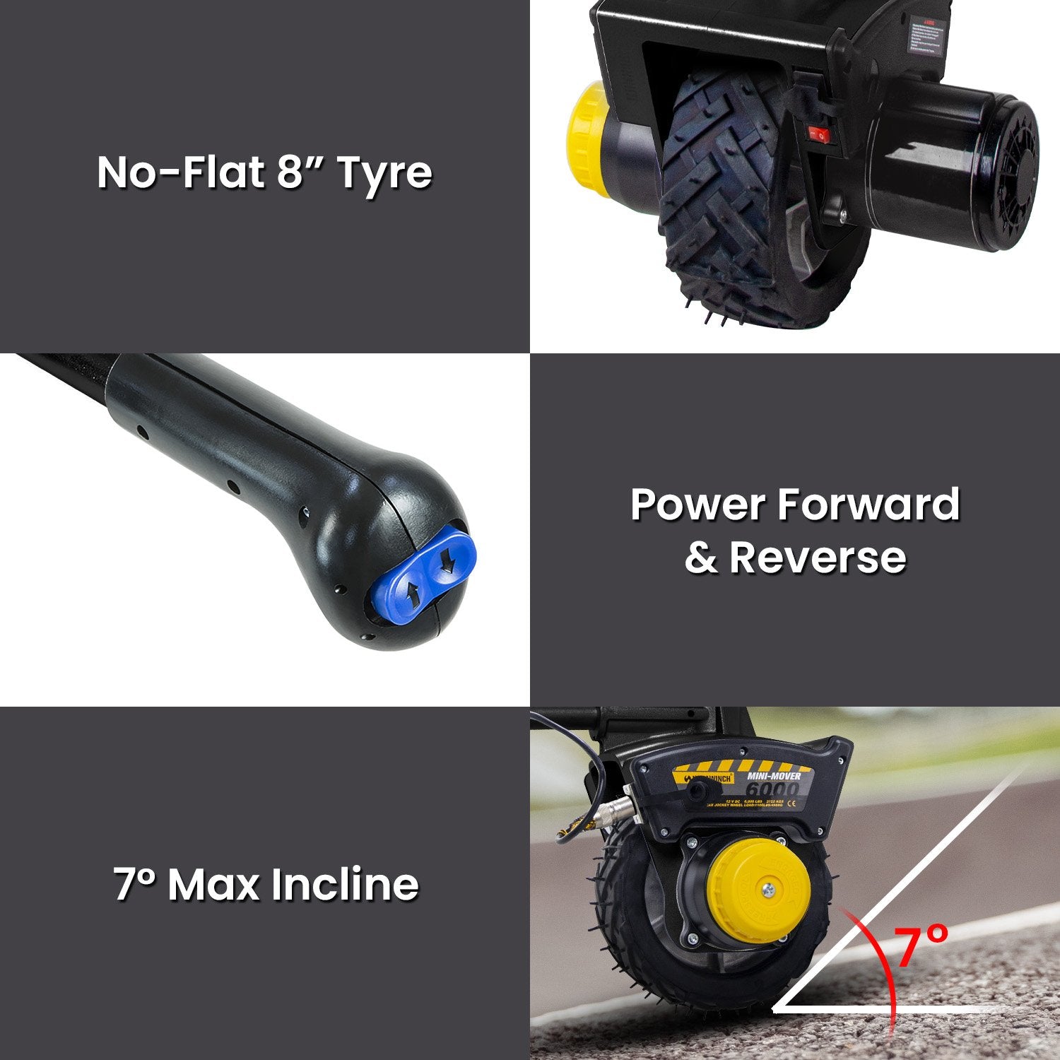 Mini Mover Gen3 12V 550W Electric Motorised Jockey Wheel - Black V240-NT0405-XG3-BK