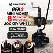Mini Mover Gen3 12V 550W Electric Motorised Jockey Wheel - Black V240-NT0405-XG3-BK