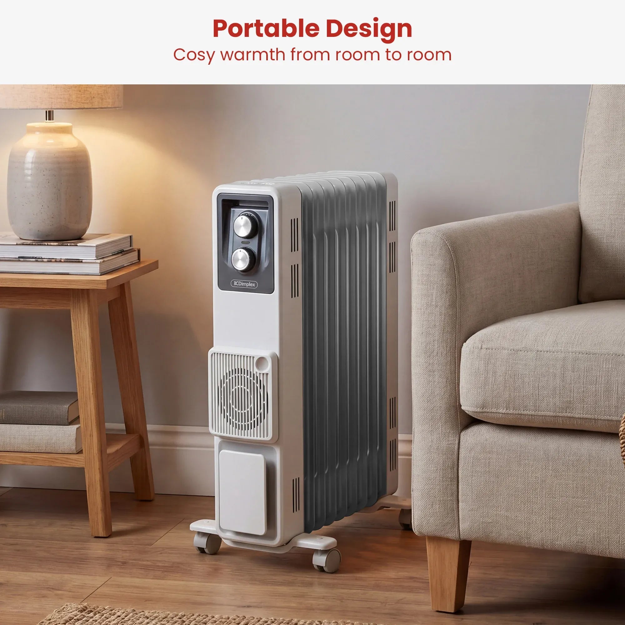 Dimplex 2.4kW Oil Column Heater with Turbo Fan 9 Fin Portable Radiator V240-OCR24FA