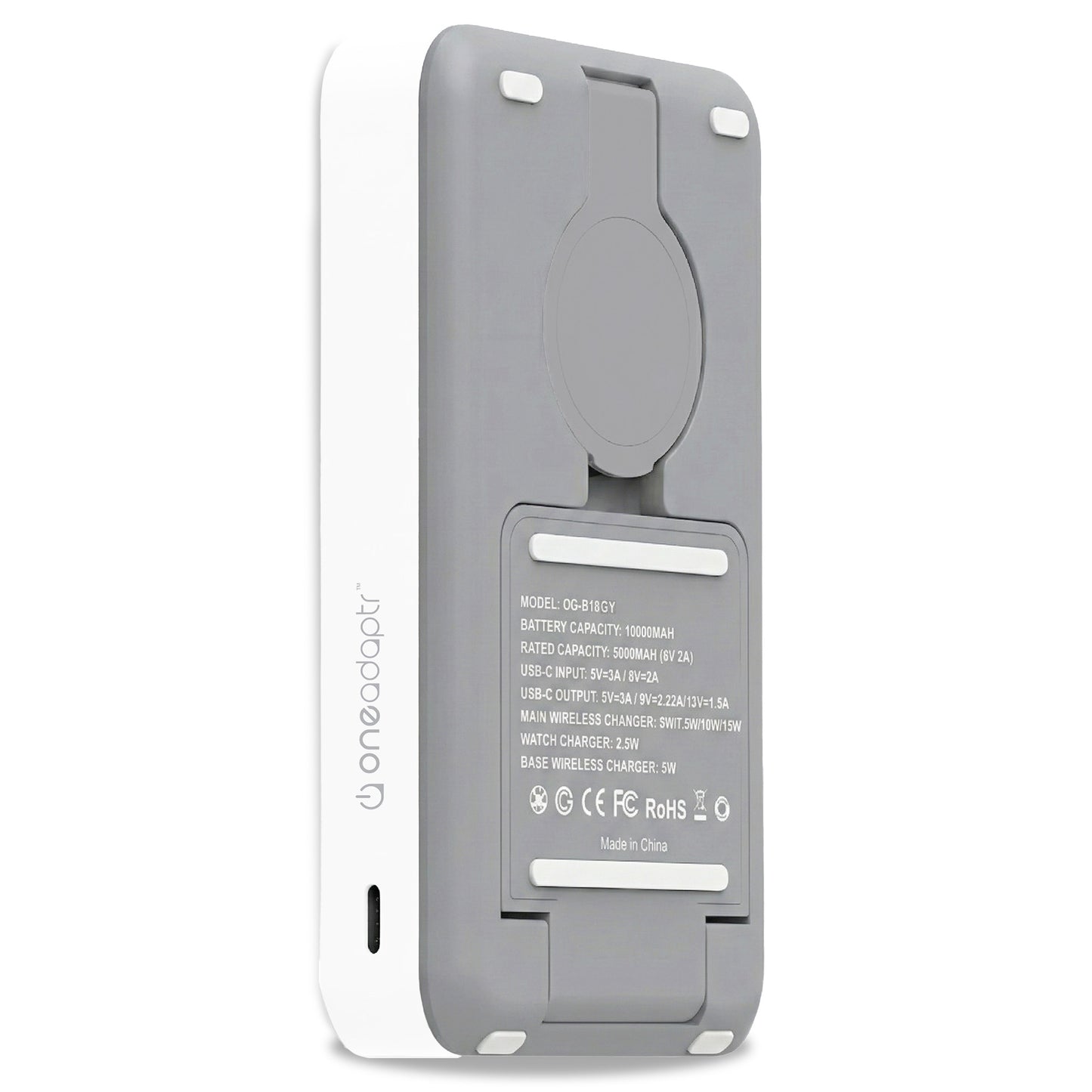 OneAdaptr OneGo Grey 5 in 1 MagSafe Charging Stand Power Bank V240-OG-B10GY