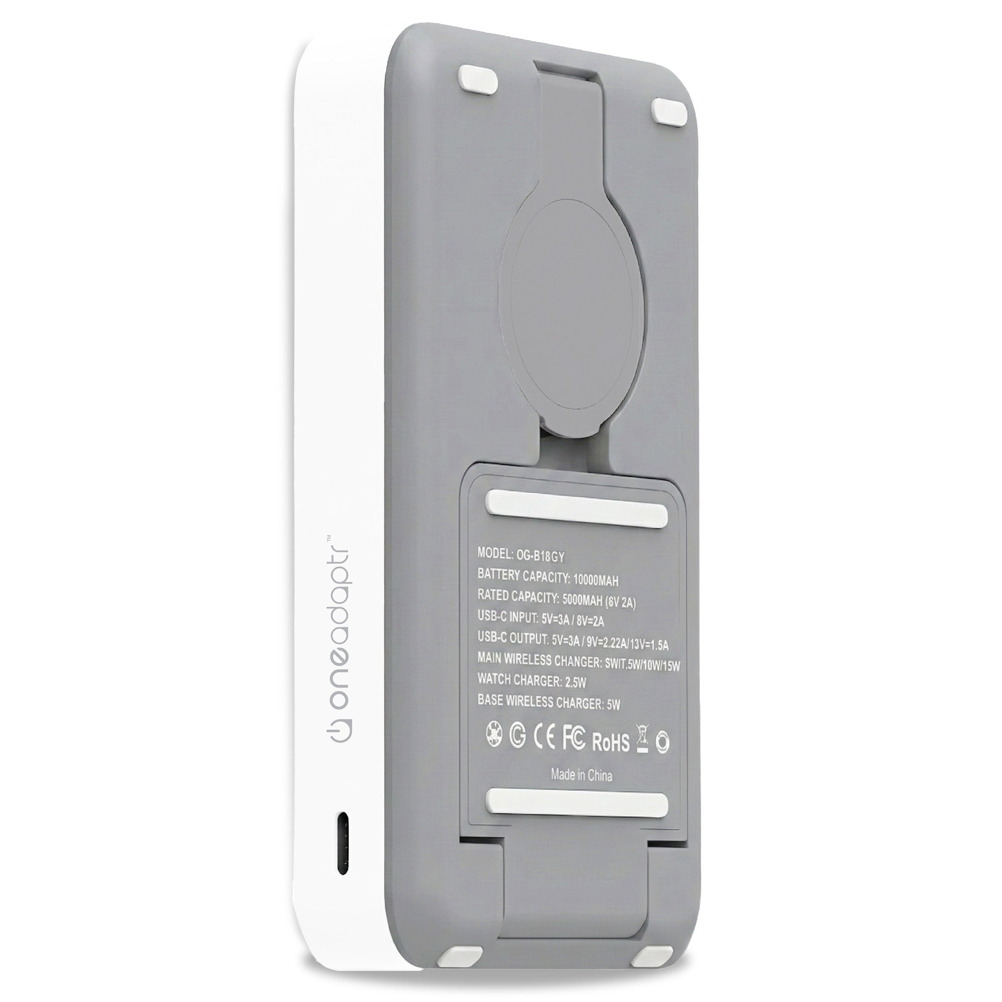 OneAdaptr OneGo Grey 5 in 1 MagSafe Charging Stand Power Bank V240-OG-B10GY