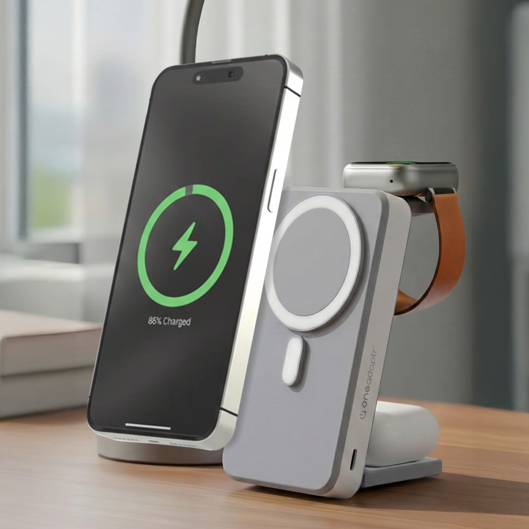 OneAdaptr OneGo Grey 5 in 1 MagSafe Charging Stand Power Bank V240-OG-B10GY