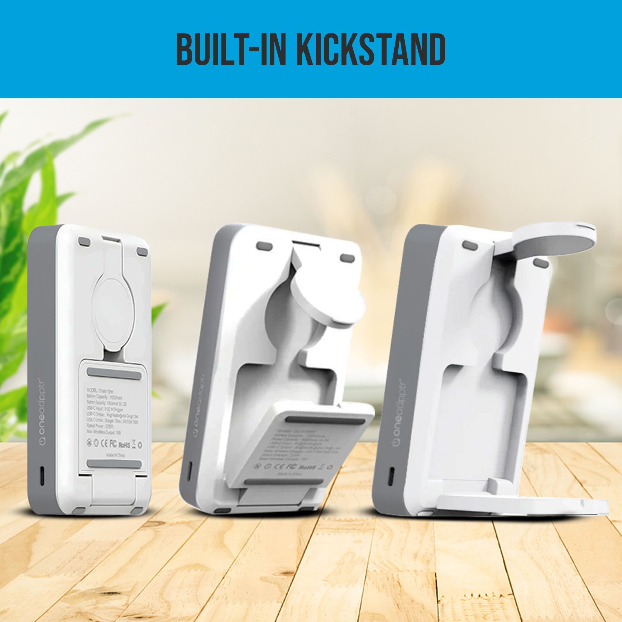 OneAdaptr OneGo White 5 in 1 MagSafe Charging Stand Power Bank V240-OG-B10WH